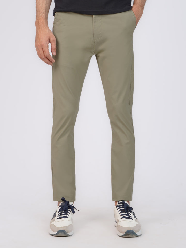 Dark Khaki Plain Cotton Chino Pant-42