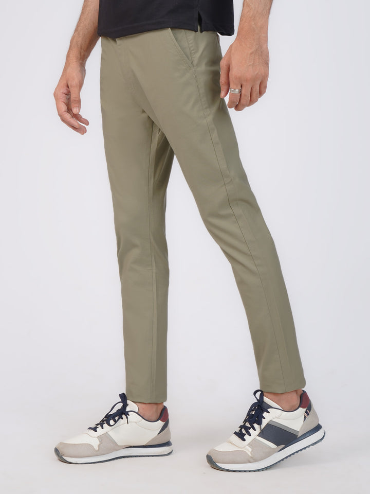 Dark Khaki Plain Cotton Chino Pant-42