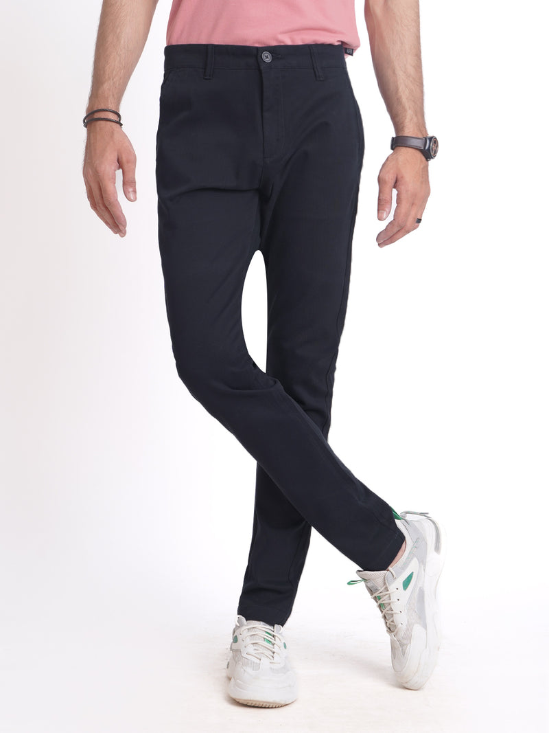 Navy Blue Self Cotton Chino Pant-38