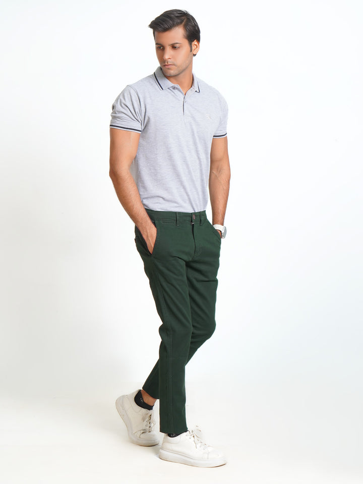 Dark Green Plain Cotton Chino Pant-31