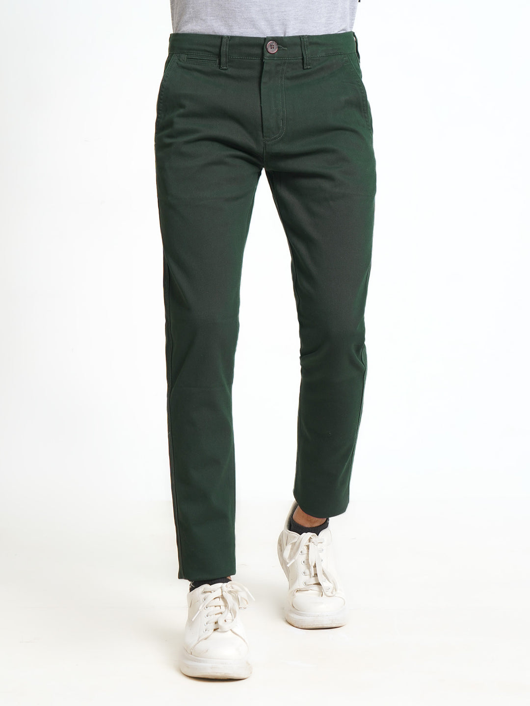 Dark Green Plain Cotton Chino Pant-31