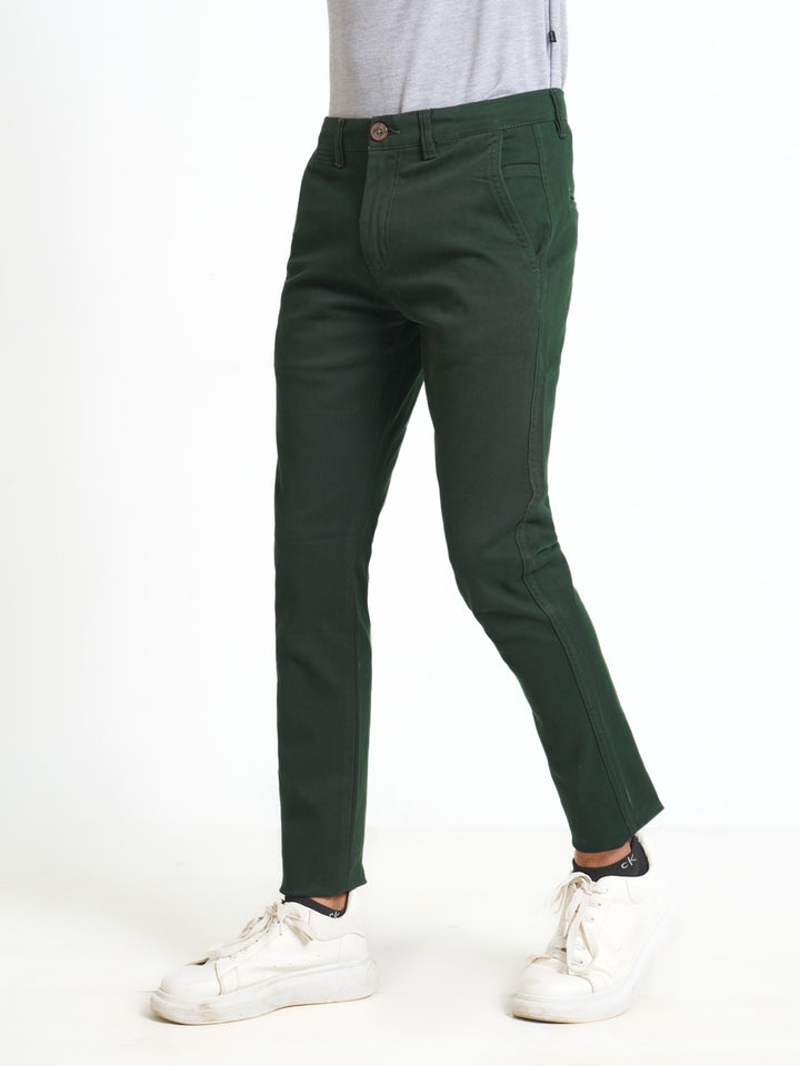 Dark Green Plain Cotton Chino Pant-31