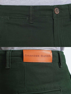 Dark Green Plain Cotton Chino Pant-31