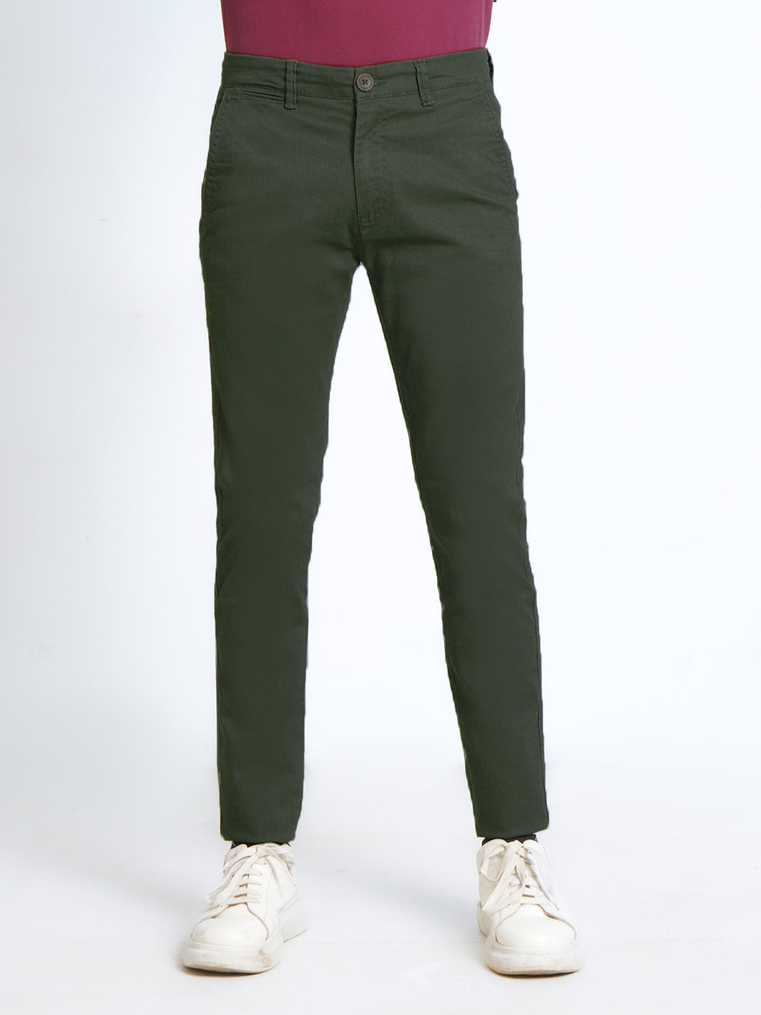 Dark Green Plain Cotton Chino Pant-38