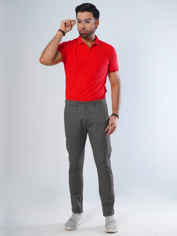 Dark Grey Plain Cotton Chino Pant-30