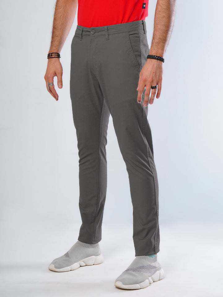 Dark Grey Plain Cotton Chino Pant-30