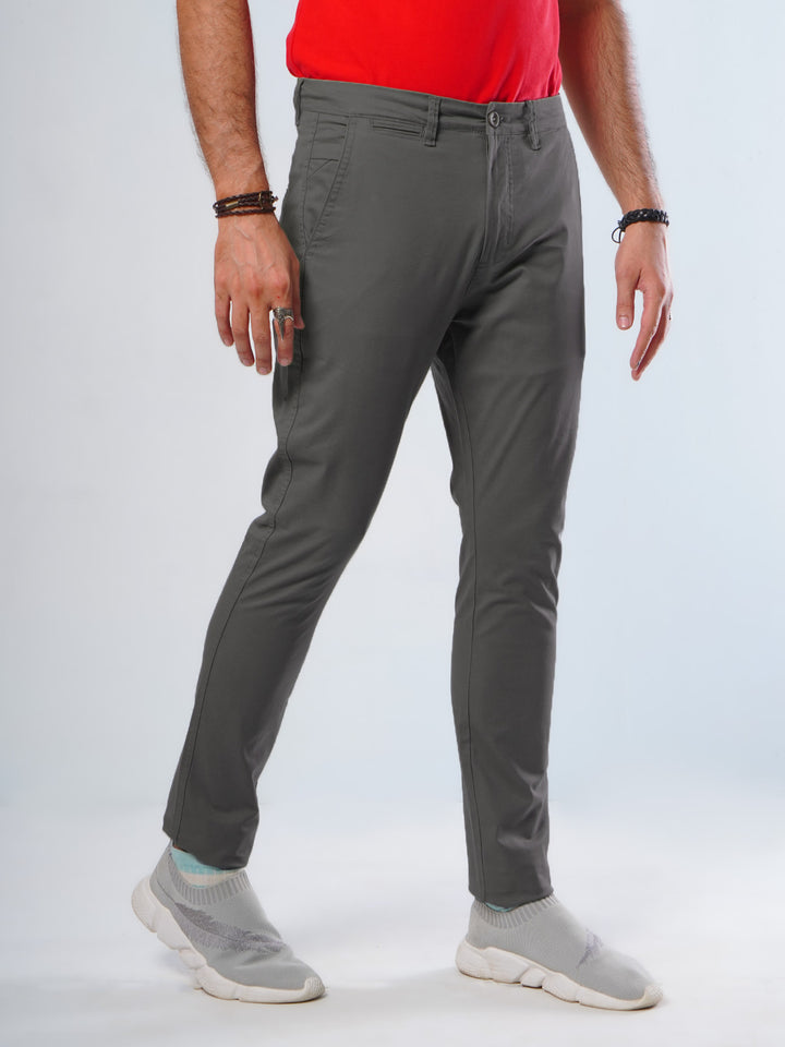 Dark Grey Plain Cotton Chino Pant-30