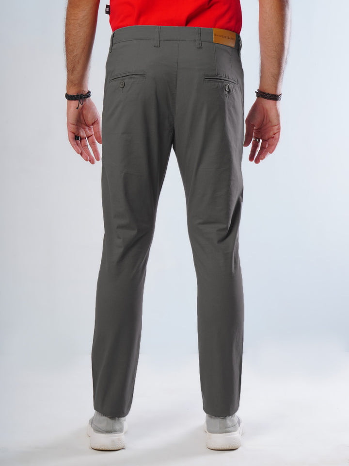 Dark Grey Plain Cotton Chino Pant-30