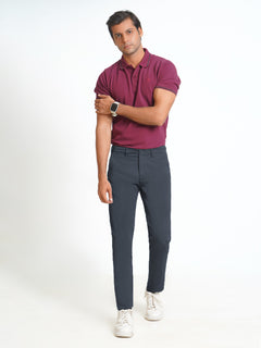 Dark Teal Blue Plain Cotton Chino Pant-31