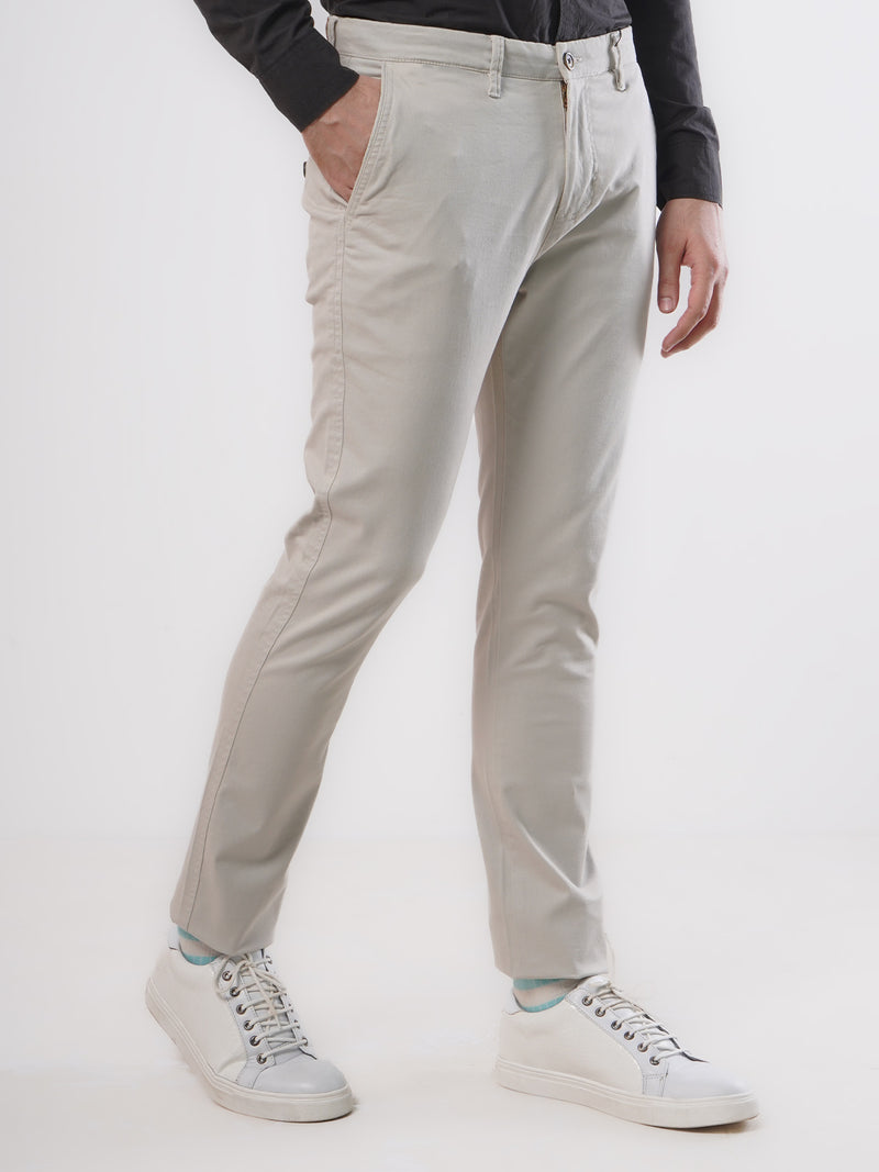 Beige Plain Cotton Chino Pant-36