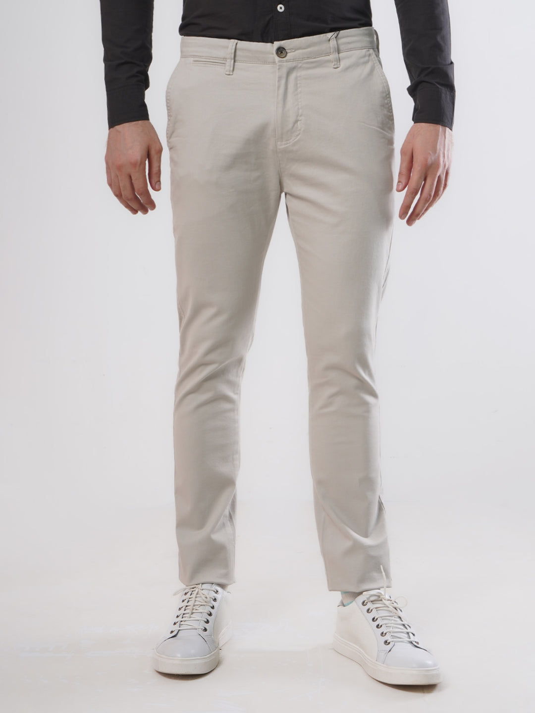 Beige Plain Cotton Chino Pant-36