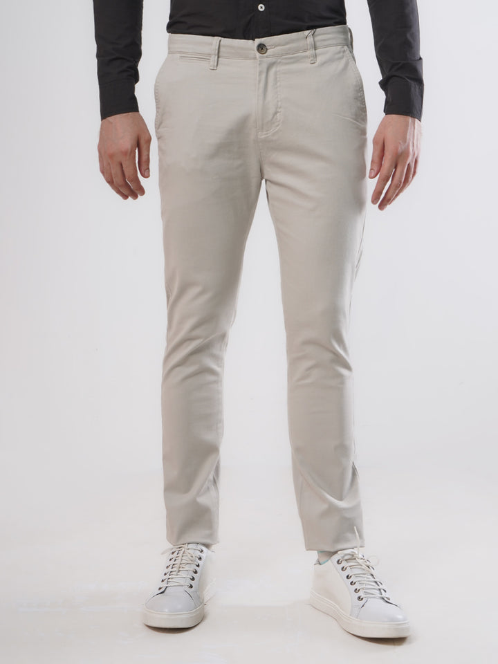 Beige Plain Cotton Chino Pant-36