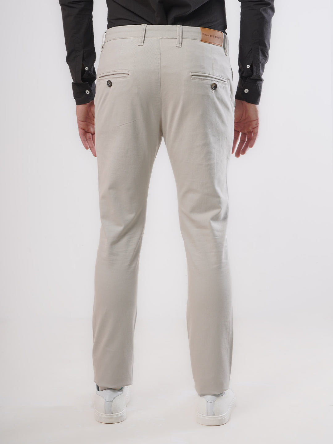 Beige Plain Cotton Chino Pant-36