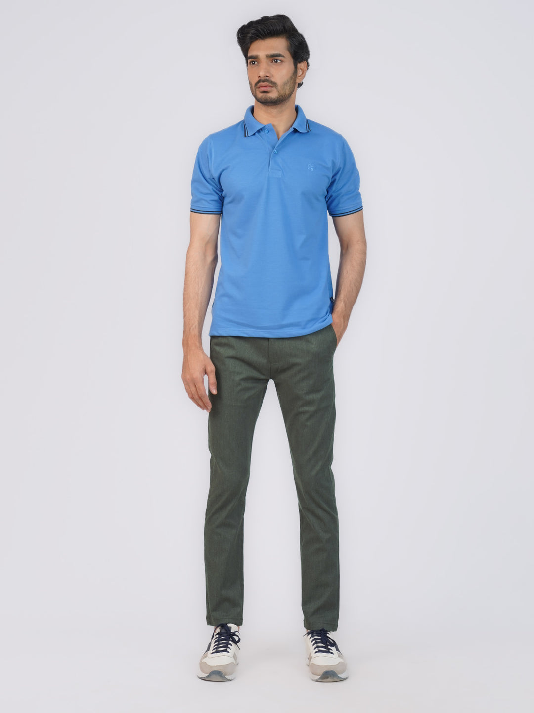 Green Self Cotton Chino Pant-43