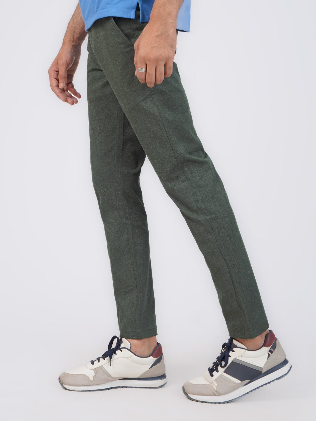 Green Self Cotton Chino Pant-43