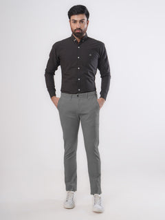 Grey Plain Cotton Chino Pant-36