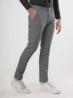 Grey Plain Cotton Chino Pant-36