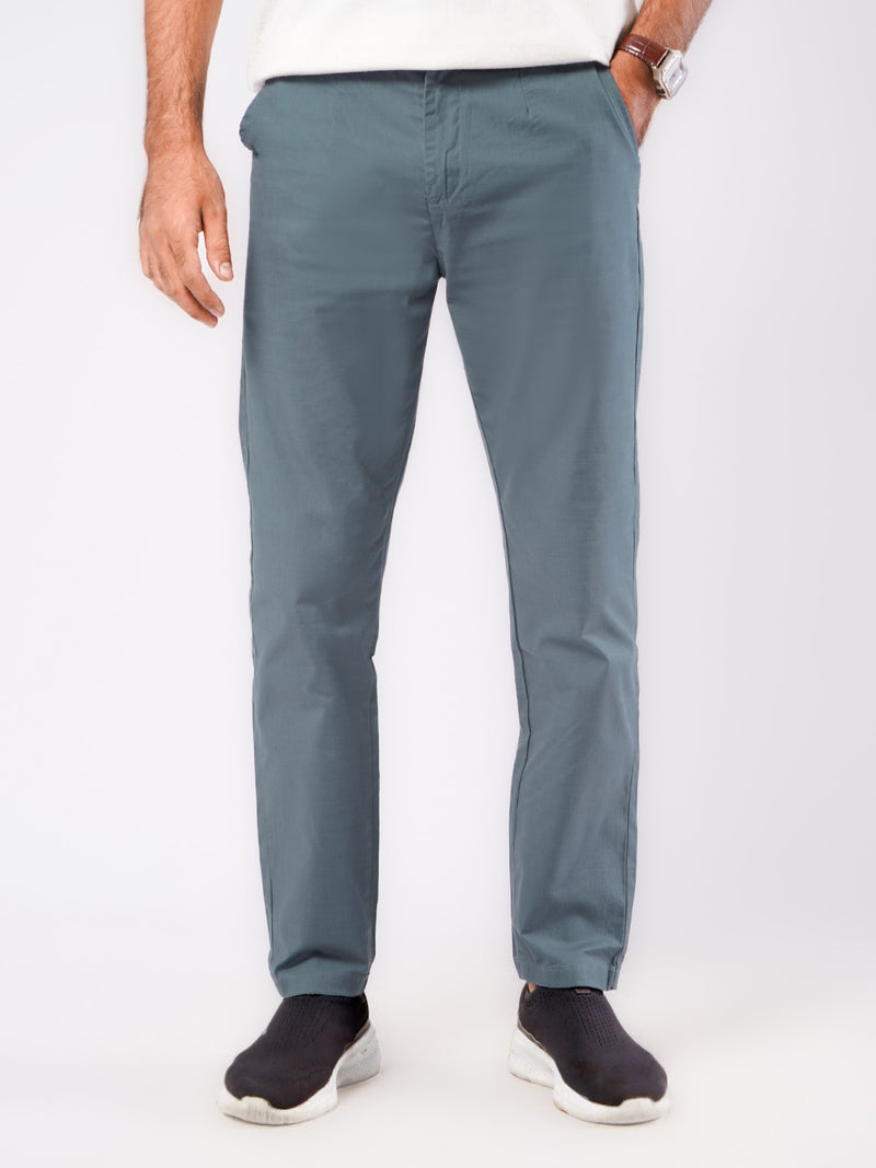 Greyish Blue Self Imported Cotton Chino Pant-44