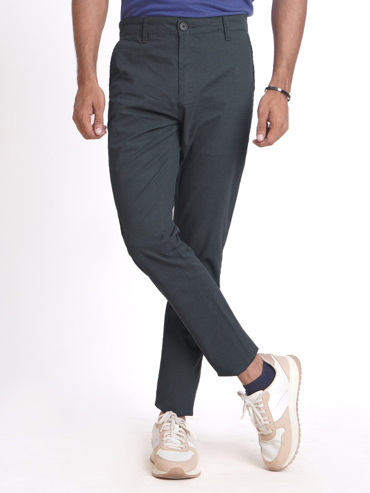 Dark Blue Printed Cotton Chino Pant-38