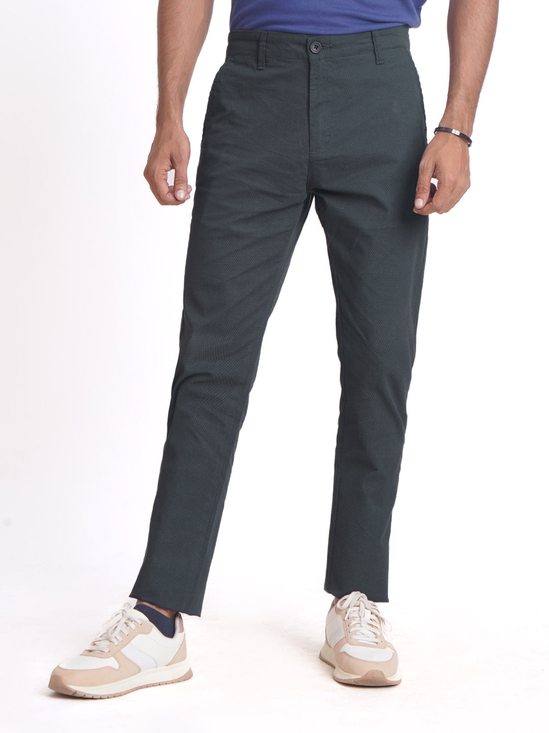 Dark Blue Printed Cotton Chino Pant-38