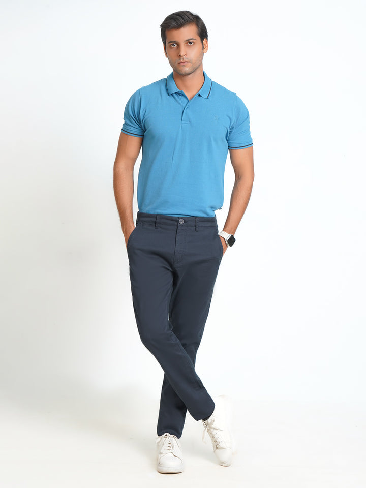 Navy Blue Self Cotton Chino Pant-31