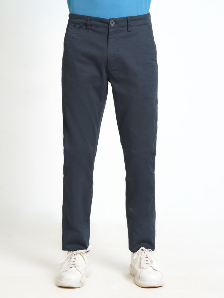 Navy Blue Self Cotton Chino Pant-31