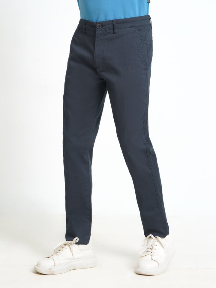 Navy Blue Self Cotton Chino Pant-31