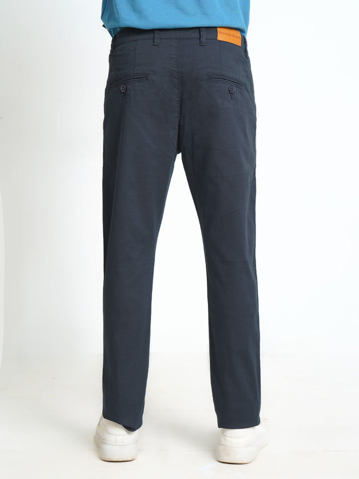 Navy Blue Self Cotton Chino Pant-31