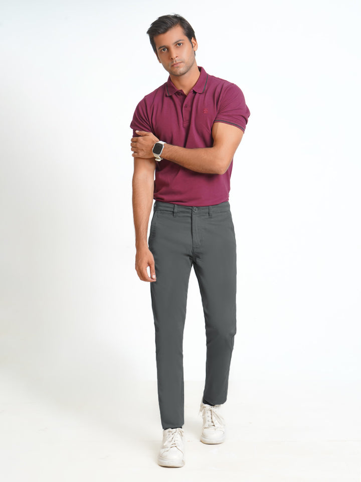 Gun Metallic Grey Plain Cotton Chino Pant-31