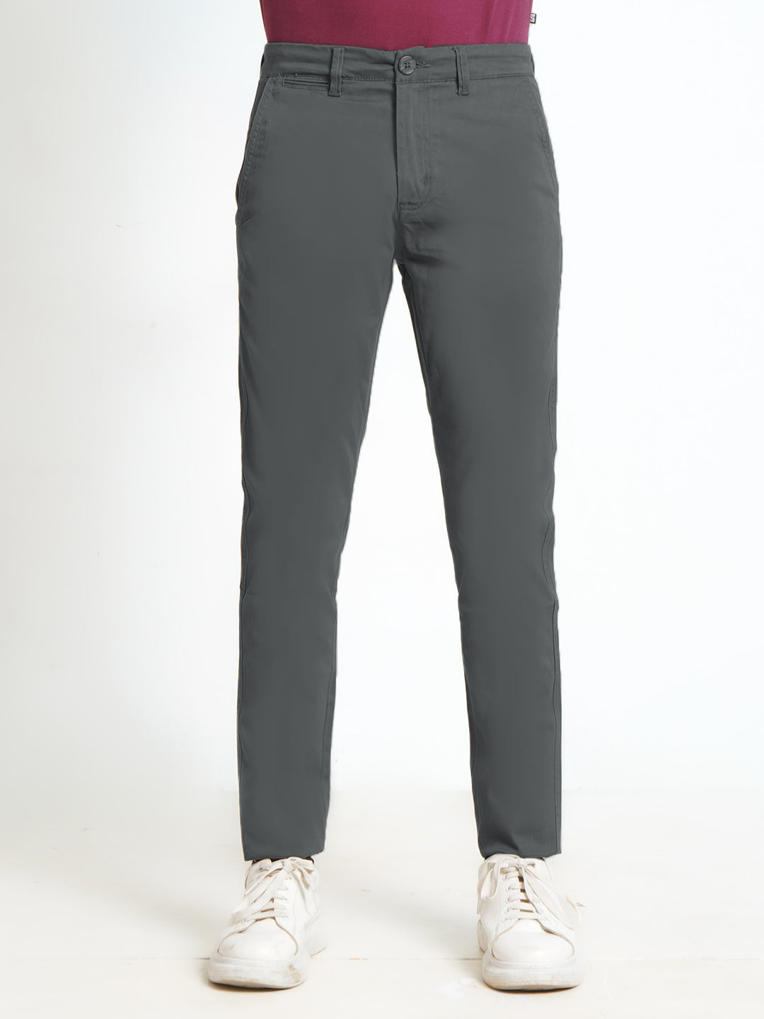 Gun Metallic Grey Plain Cotton Chino Pant-31