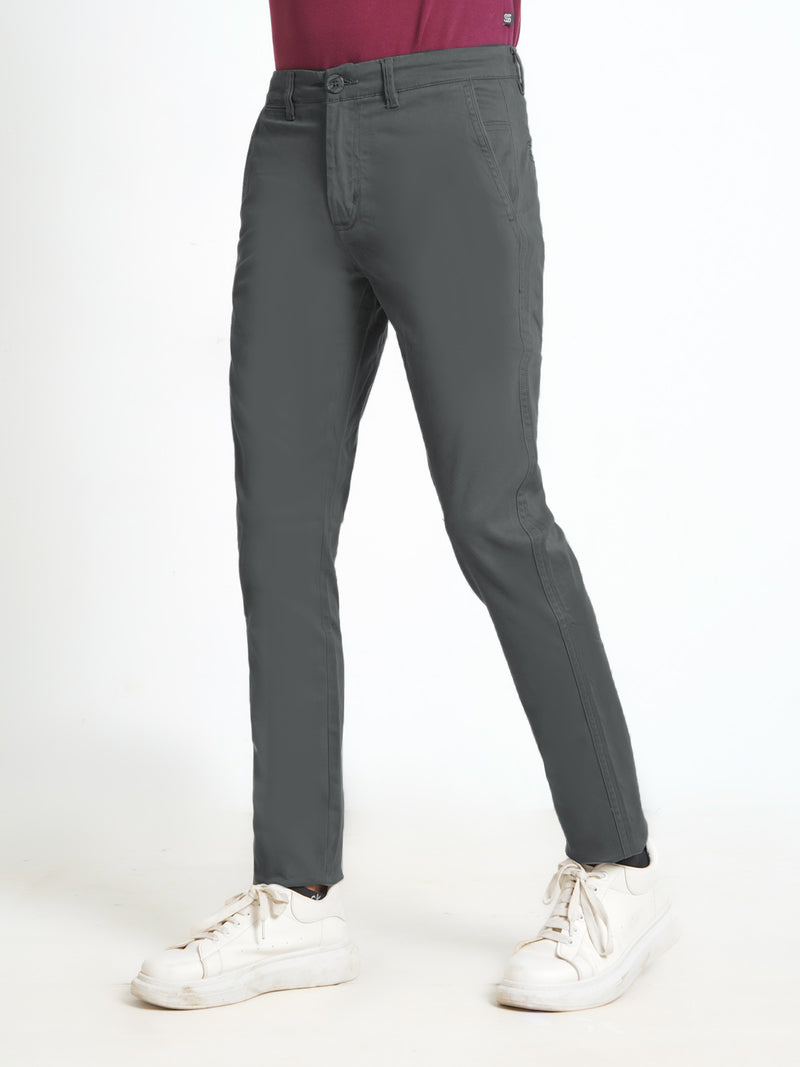 Gun Metallic Grey Plain Cotton Chino Pant-31