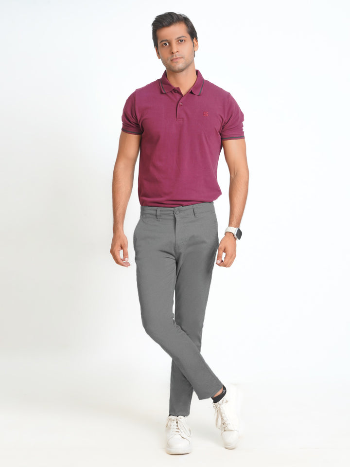 Ice Grey Self Cotton Chino Pant-31