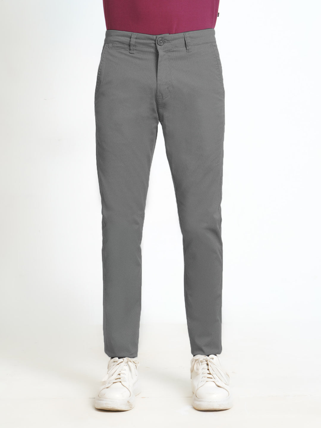 Ice Grey Self Cotton Chino Pant-31