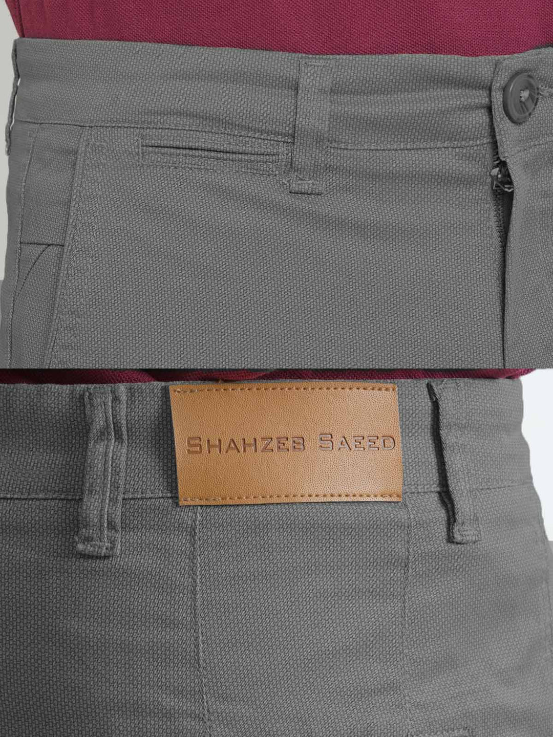 Ice Grey Self Cotton Chino Pant-31