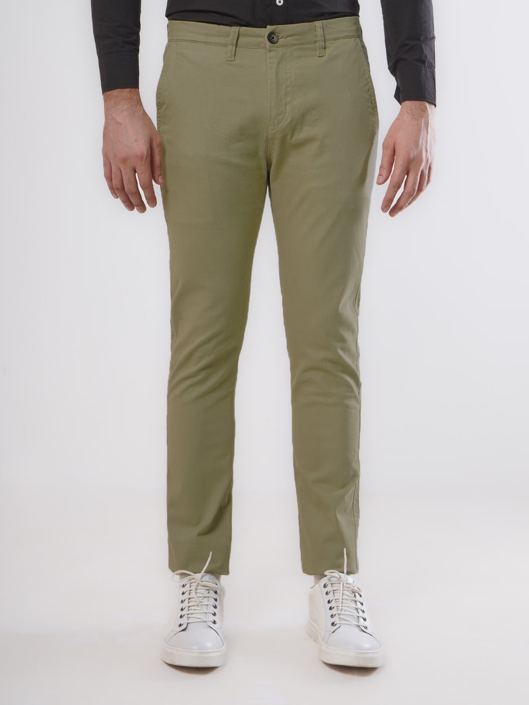 Khaki Plain Cotton Chino Pant-36