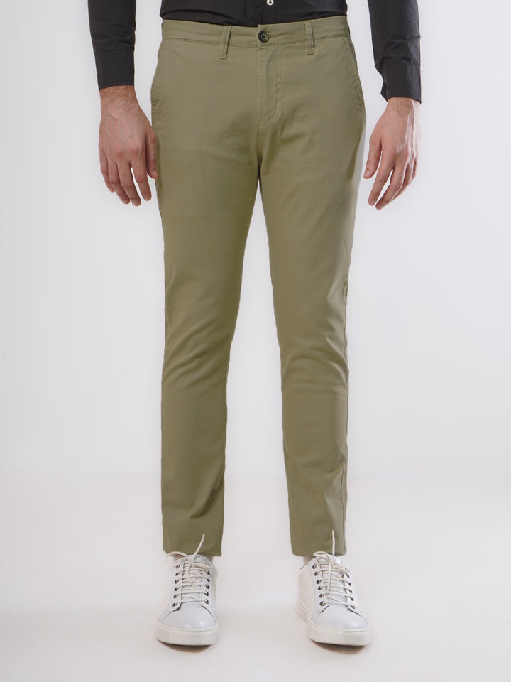 Khaki Plain Cotton Chino Pant-36