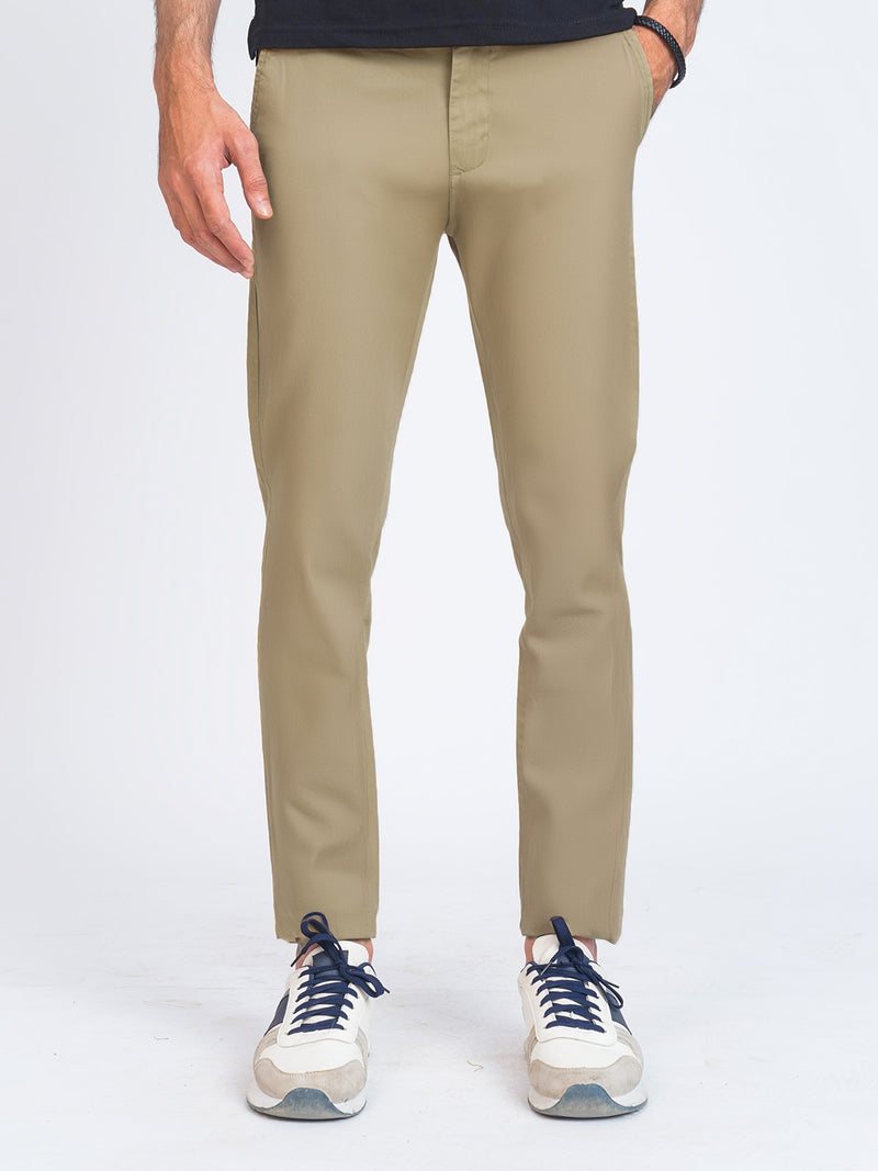 Khaki Self Cotton Chino Pant-41