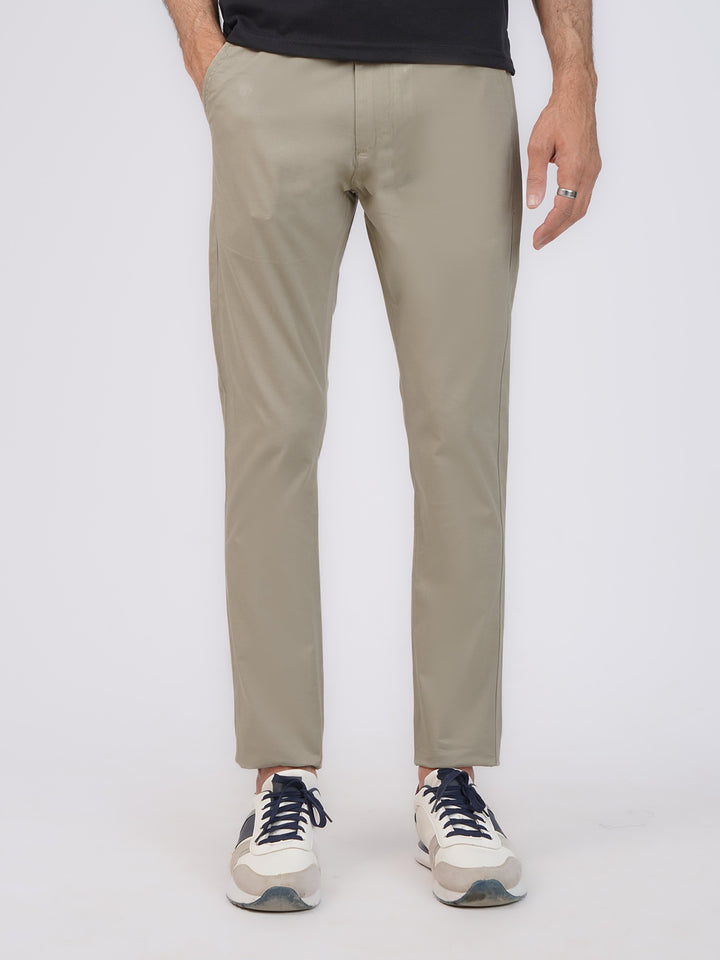 Khaki Self Cotton Chino Pant-42