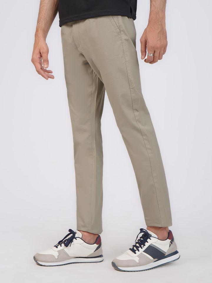 Khaki Self Cotton Chino Pant-42