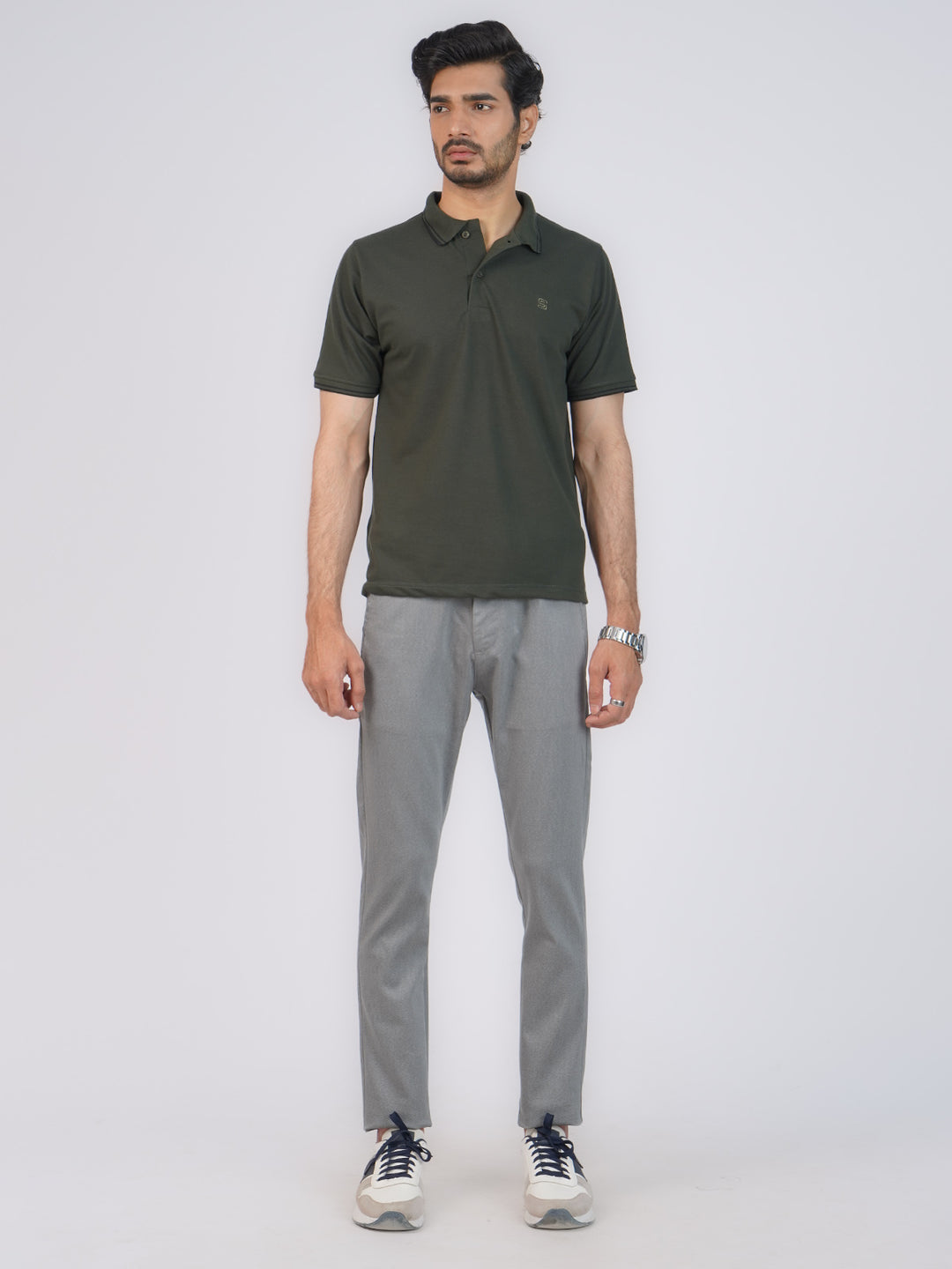 Light Grey Self Cotton Chino Pant-42