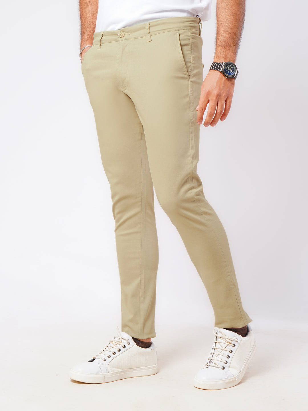 Light Khaki Plain Cotton Chino Pant-46