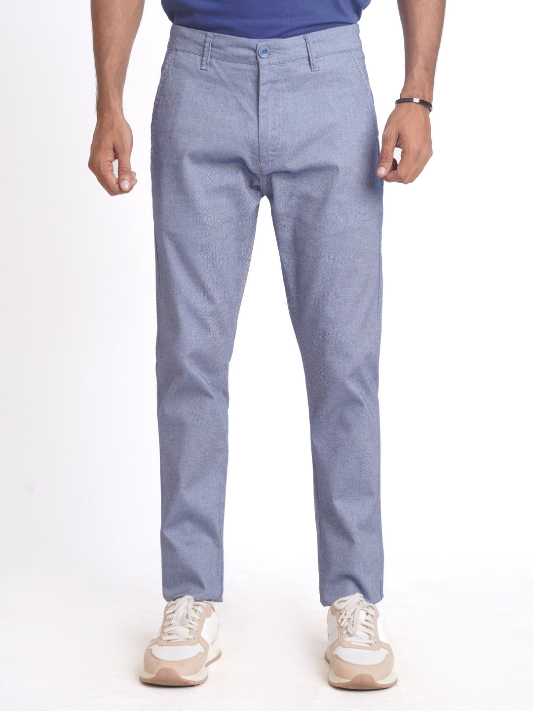 Light Blue Self Cotton Chino Pant-38