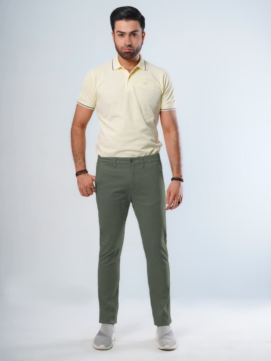 Light Green Plain Cotton Chino Pant-30