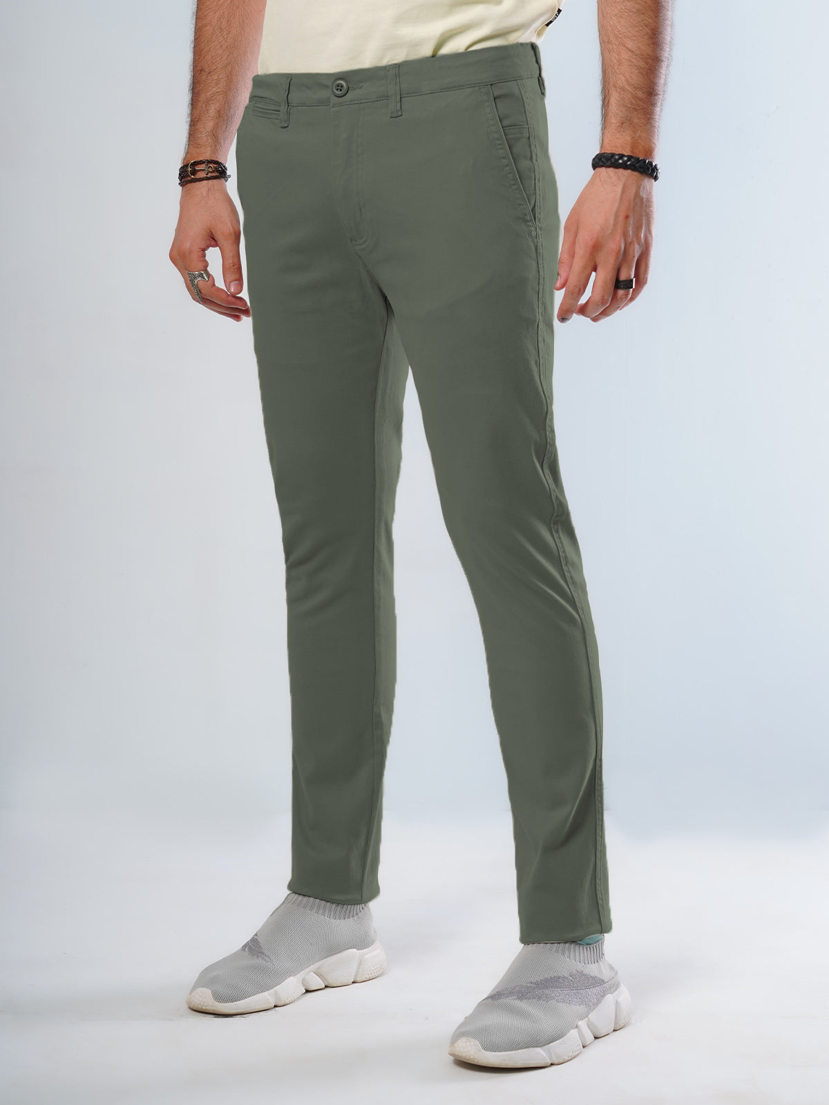 Light Green Plain Cotton Chino Pant-30