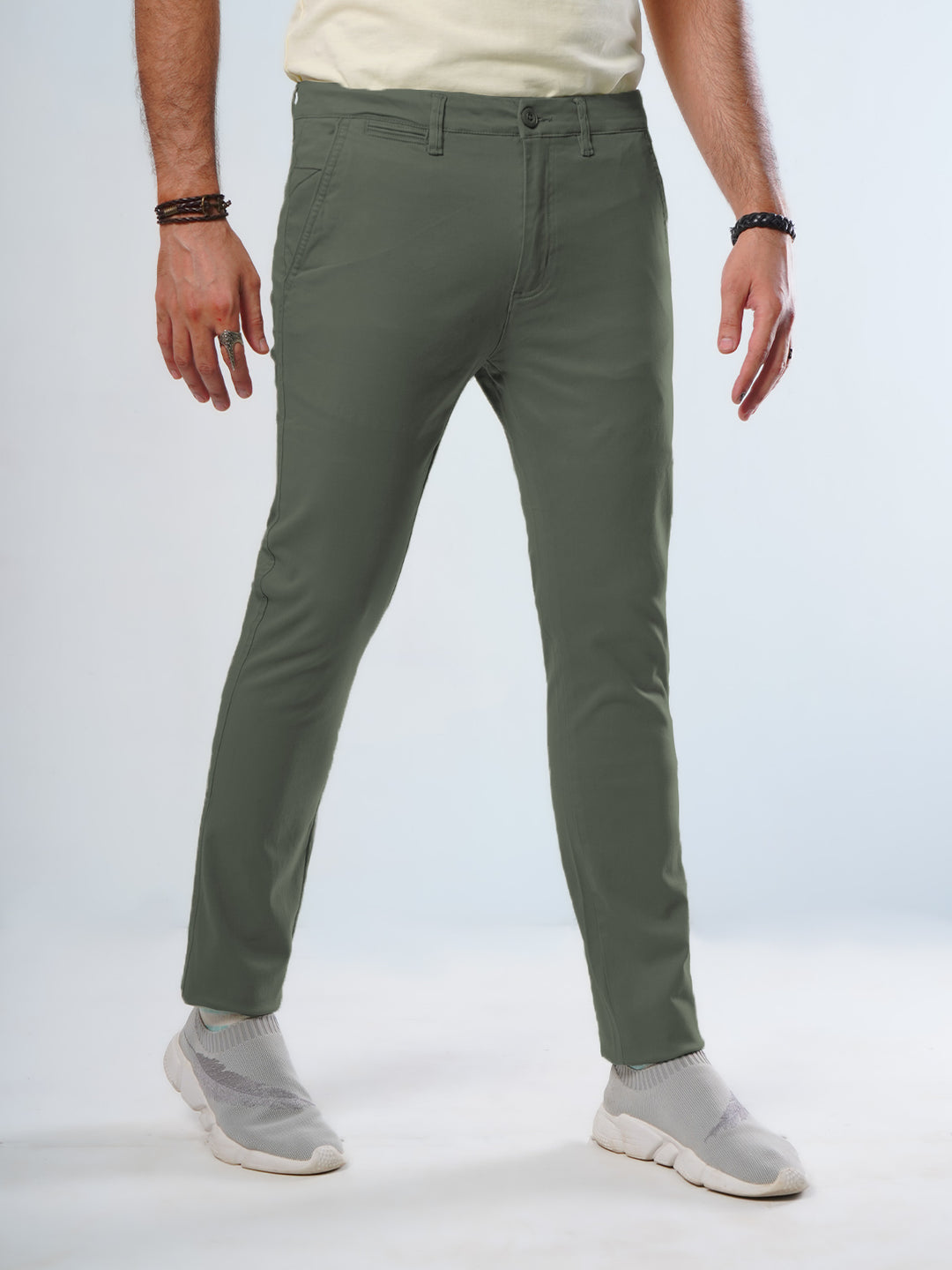 Light Green Plain Cotton Chino Pant-30