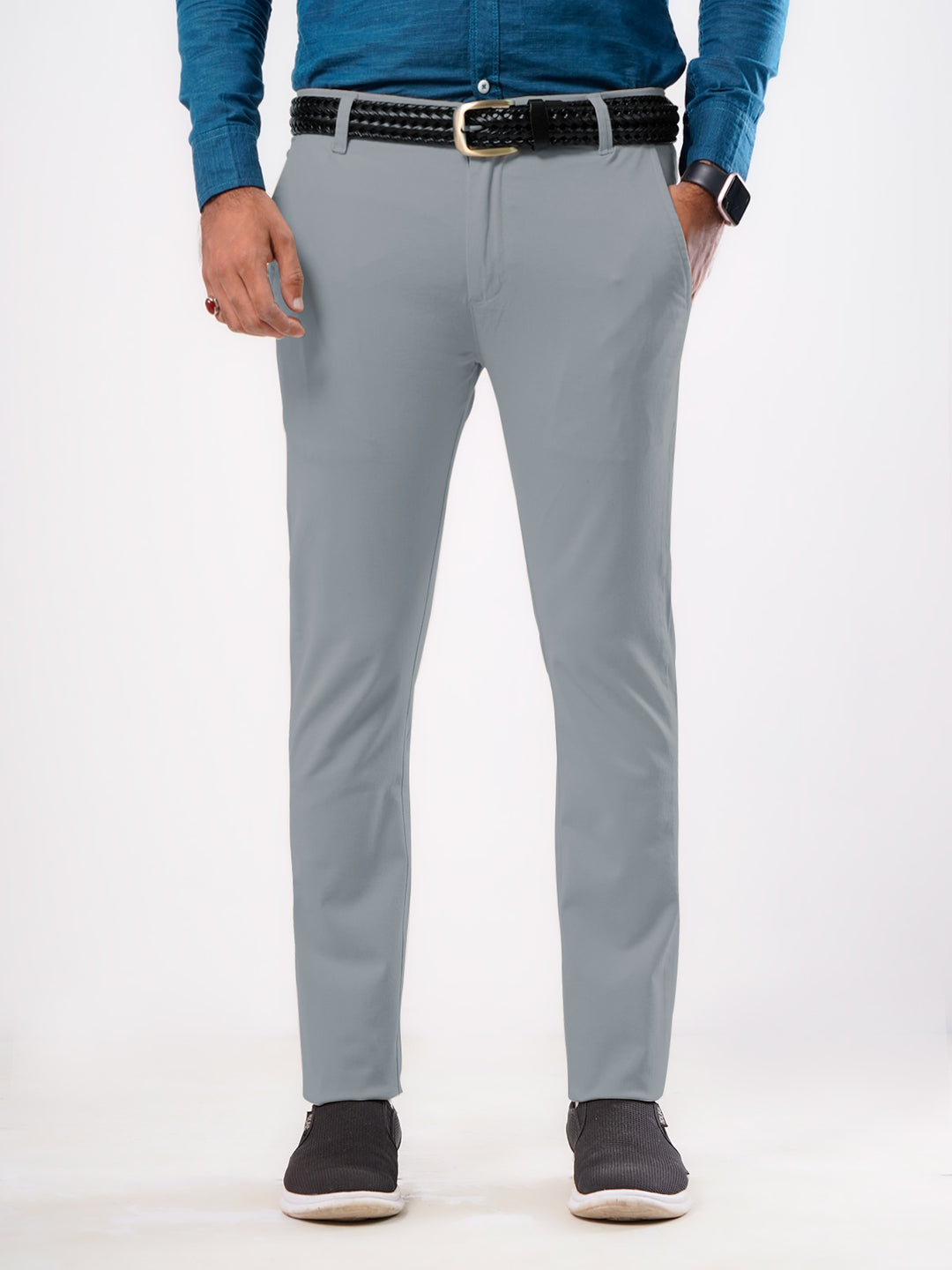 Light Grey Plain Cotton Chino Pant-31