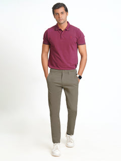 Khaki Self Cotton Chino Pant-31