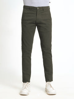 Dark Olive Green Self Cotton Chino Pant-31