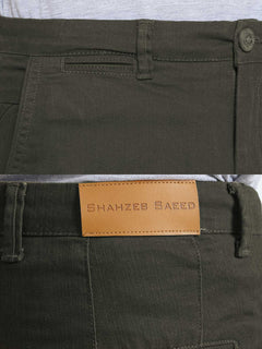 Dark Olive Green Self Cotton Chino Pant-31