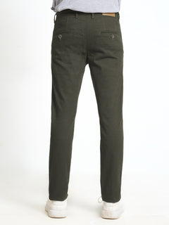 Dark Olive Green Self Cotton Chino Pant-31